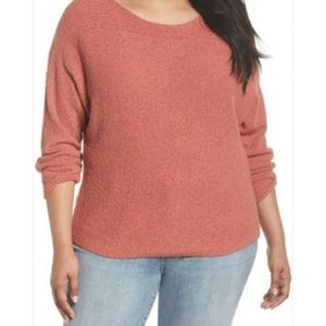 Caslon Horizontal Pullover Sweater Size 2X Plus NWT Pink Cedar